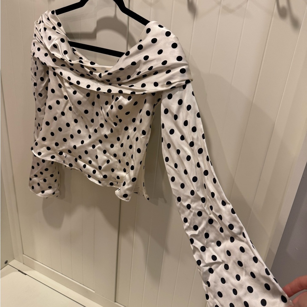 Reformation Cream and Black Polka Dot Top